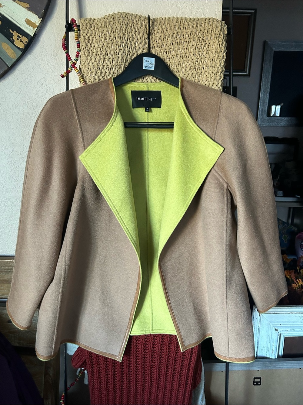 Lafayette 148 New York Reversible Camel & Lime Jacket - Sz M